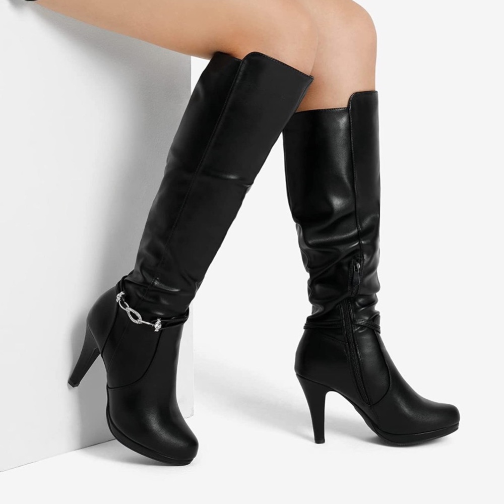 New in box knee high, high heel boots